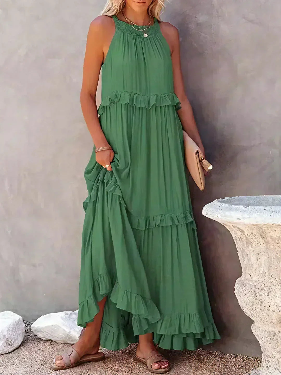 Emily™ | Maxi haljina s volanima i halter izrezom (Skoro rasprodano)