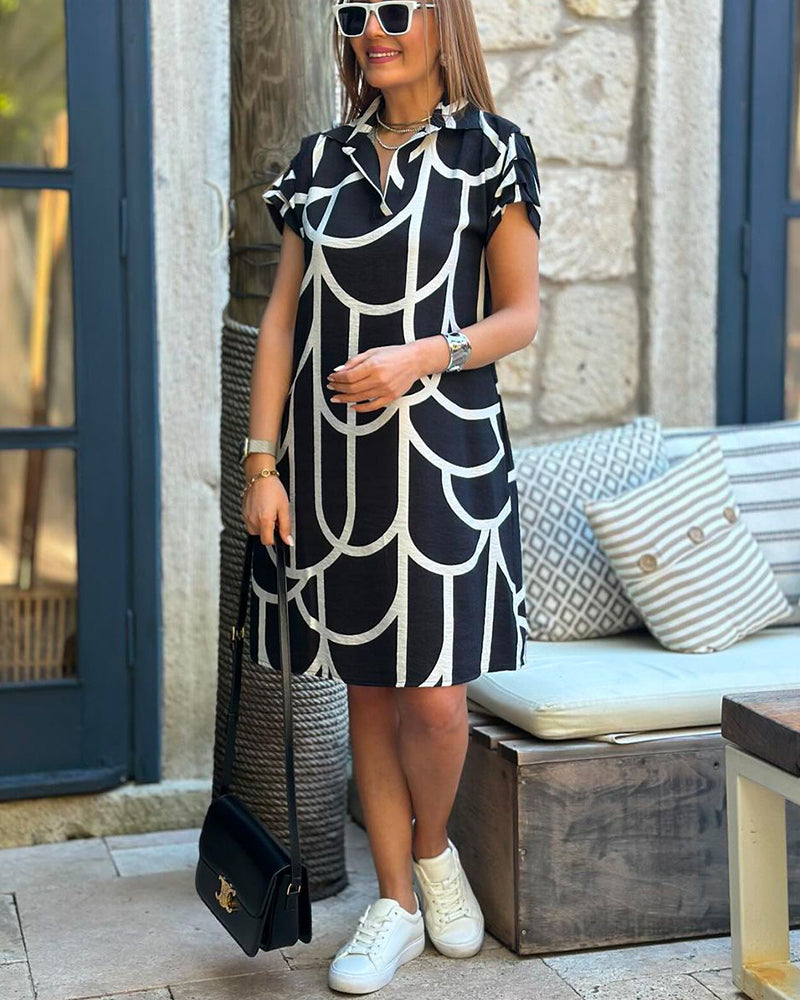 Maera™ | Chic Geometrijska Polo Haljina (Gotovo Rasprodano)