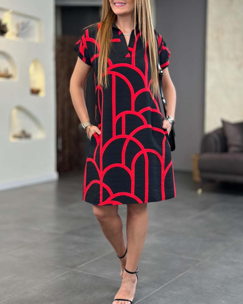 Maera™ | Chic Geometrijska Polo Haljina (Gotovo Rasprodano)