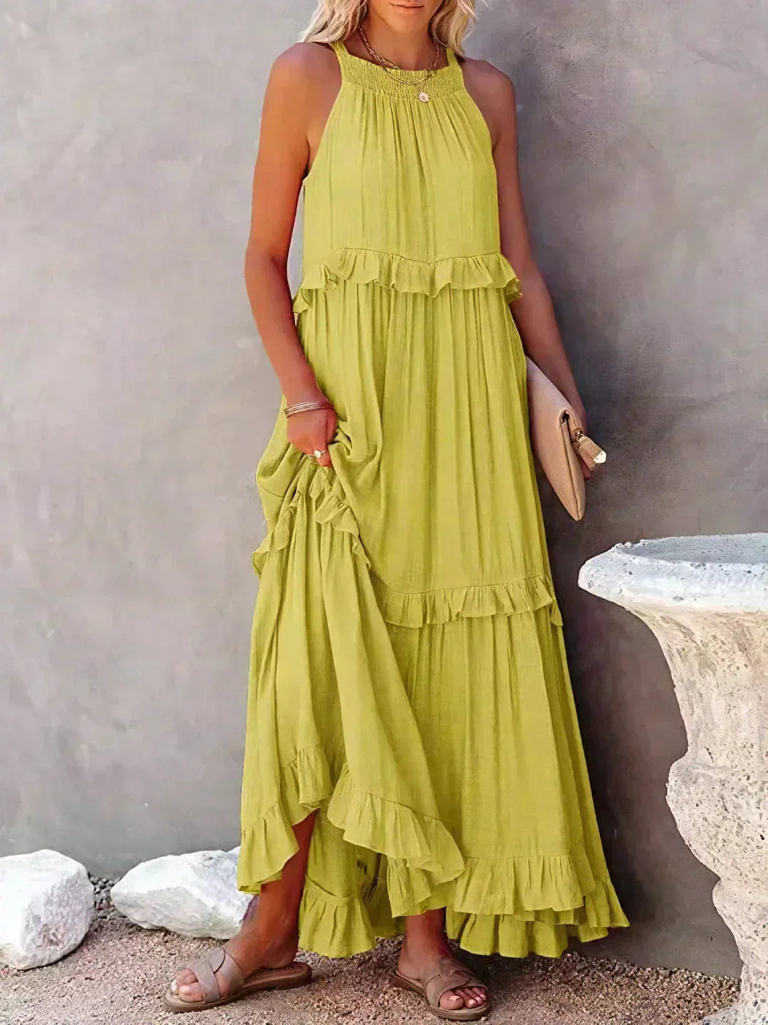 Emily™ | Maxi haljina s volanima i halter izrezom (Skoro rasprodano)