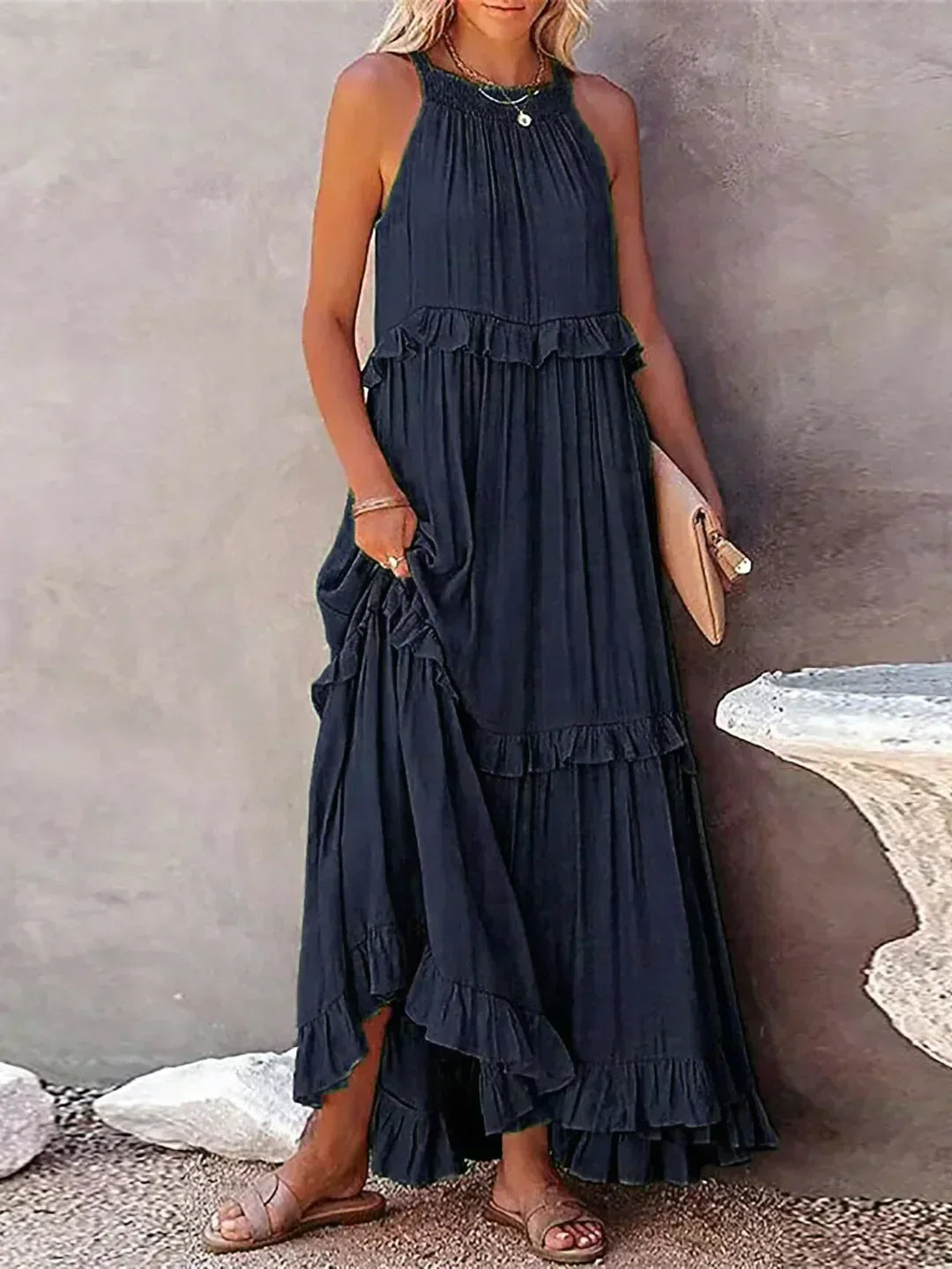Emily™ | Maxi haljina s volanima i halter izrezom (Skoro rasprodano)