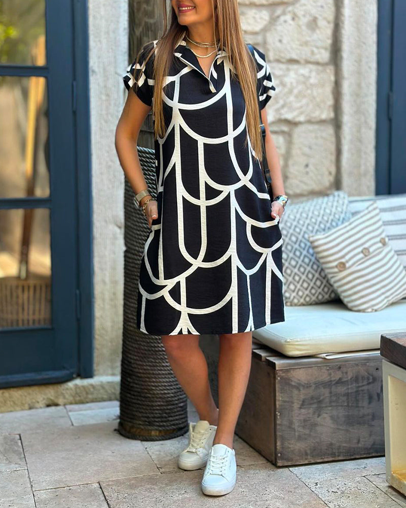 Maera™ | Chic Geometrijska Polo Haljina (Gotovo Rasprodano)