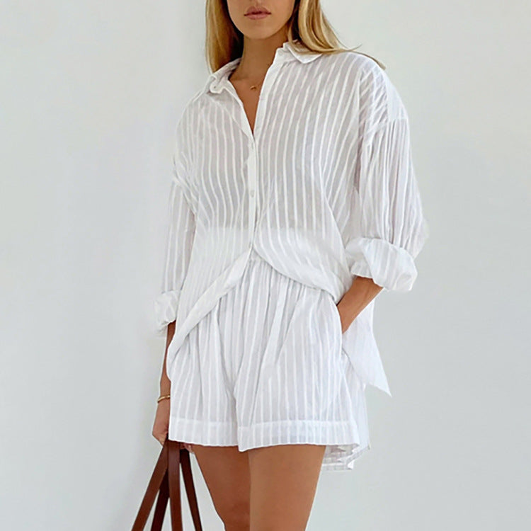 Liliane™ | Set košulje s dugmadi i chic kratkih hlača