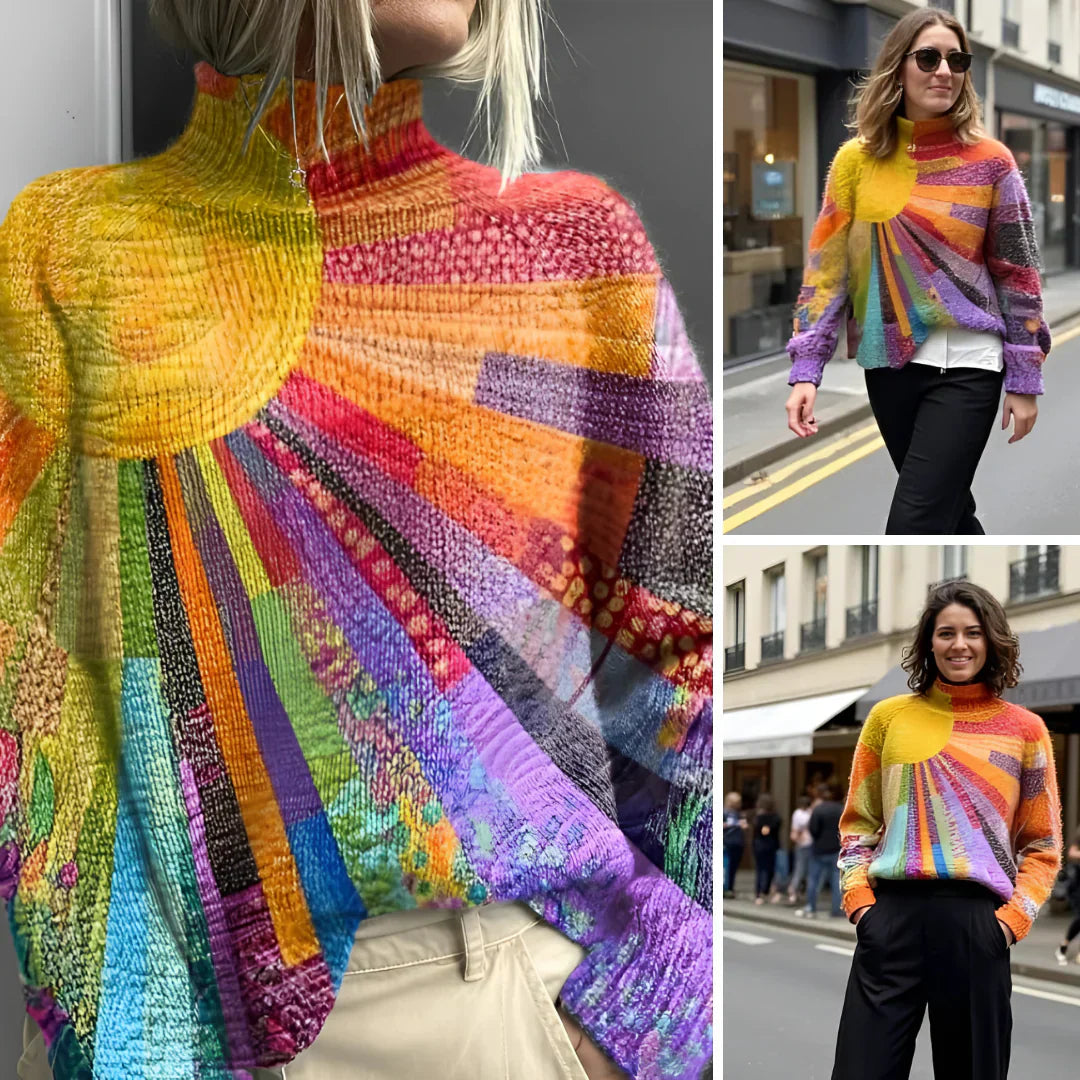 Sarah™ | Pulover s rolom patchwork u svijetlim bojama