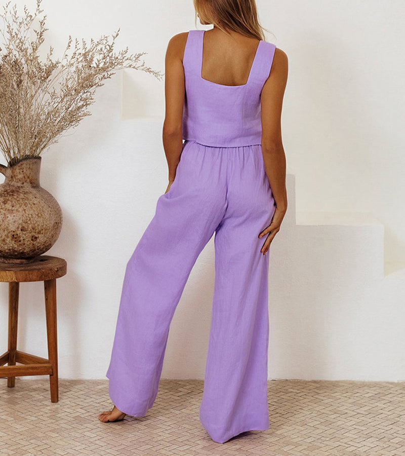 Evelyne™ | Luksuzni minimalistički set: top i široke hlače