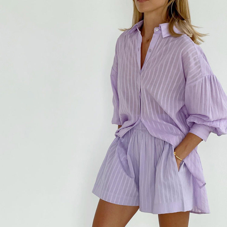 Liliane™ | Elegantni Set Košulje s Dugmadi i Kratkih Hlača